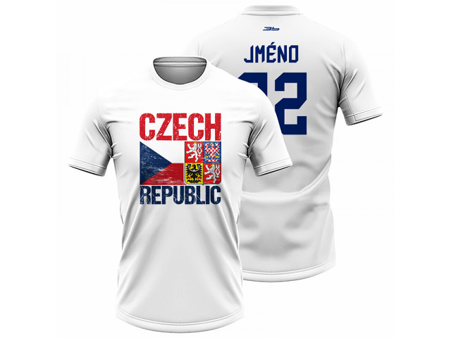 Bavlněné tričko Česko 2221 - bílá