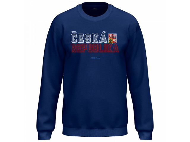 Bavlněná mikina bez kapuce Česko 2305 - modrá-tmavě modrá