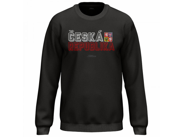 Bavlněná mikina bez kapuce Česko 2305 - černá