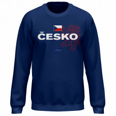 Bavlněná mikina bez kapuce Česko 2310 - modrá-tmavě modrá