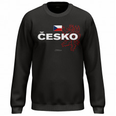 Bavlněná mikina bez kapuce Česko 2310 - černá