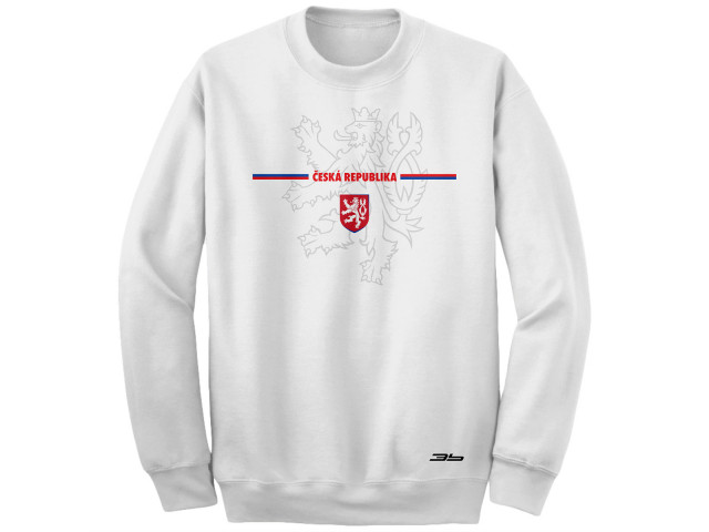 Bavlněná mikina bez kapuce Česko 2401 - bílá