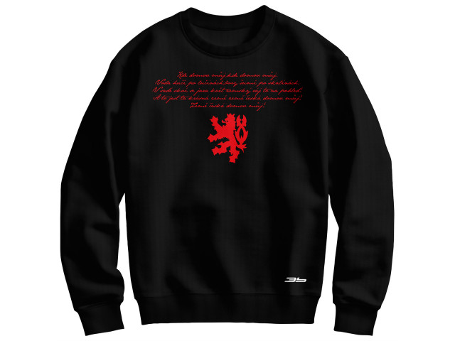 Bavlněná mikina bez kapuce Česko 2408 - černá