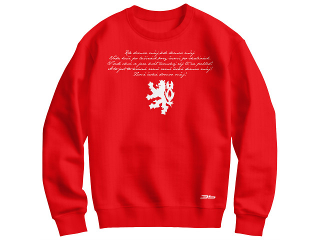 Bavlněná mikina bez kapuce Česko 2408 - červená