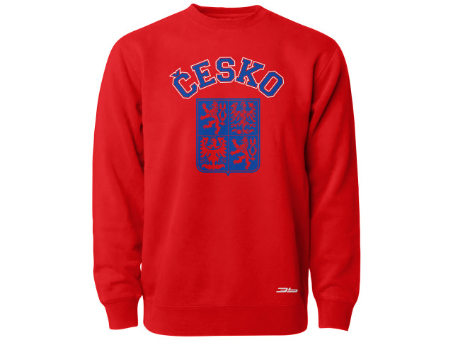Bavlněná mikina bez kapuce Česko 2409 - červená
