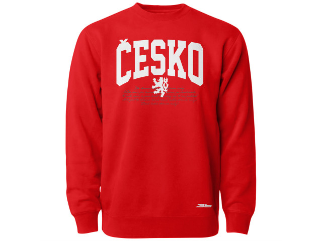 Bavlněná mikina bez kapuce Česko 2412 - červená