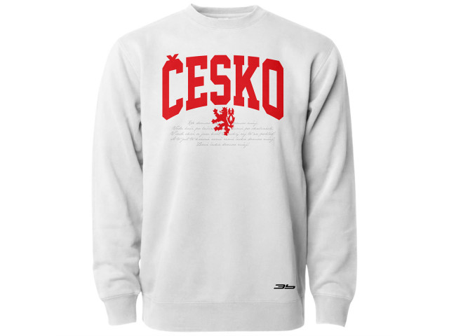 Bavlněná mikina bez kapuce Česko 2412 - bílá