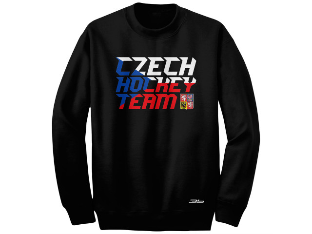 Bavlněná mikina bez kapuce Česko 2413 - černá
