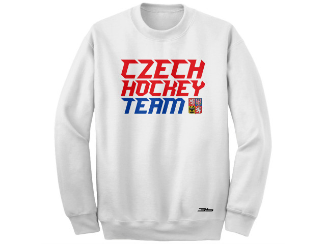 Bavlněná mikina bez kapuce Česko 2413 - bílá