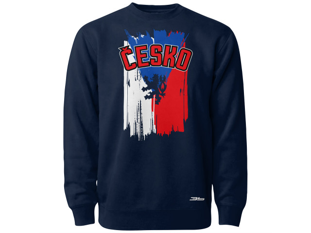 Bavlněná mikina bez kapuce Česko 2415 - modrá-tmavě modrá