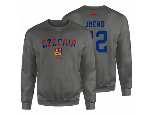 Bavlněná mikina bez kapuce Česko 2201 - tmavě šedá
