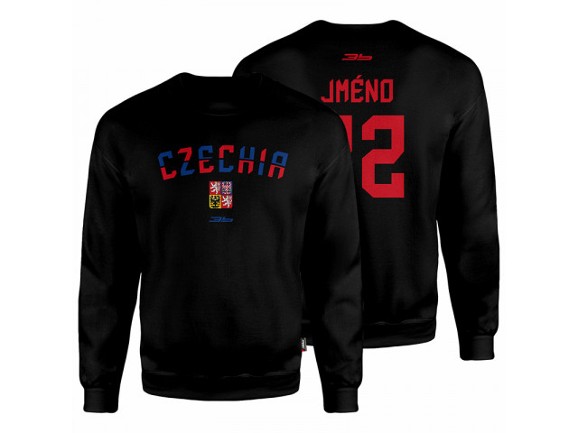 Bavlněná mikina bez kapuce Česko 2201 - černá