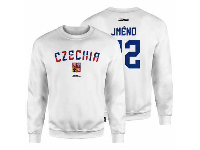 Bavlněná mikina bez kapuce Česko 2201 - bílá