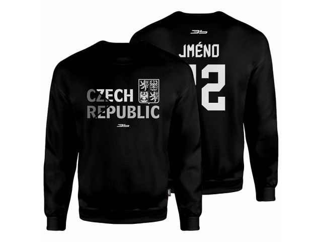 Bavlněná mikina bez kapuce Česko 2203b - černá