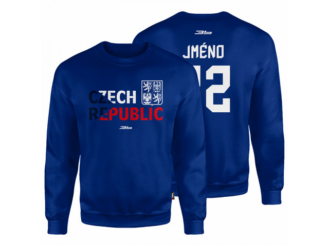 Bavlněná mikina bez kapuce Česko 2203 - modrá-tmavě modrá