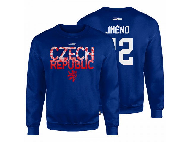 Bavlněná mikina bez kapuce Česko 2204 - modrá-tmavě modrá