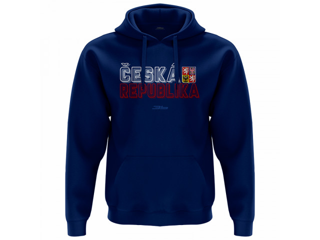 Bavlněná mikina s kapucí Česko 2304 - modrá-tmavě modrá