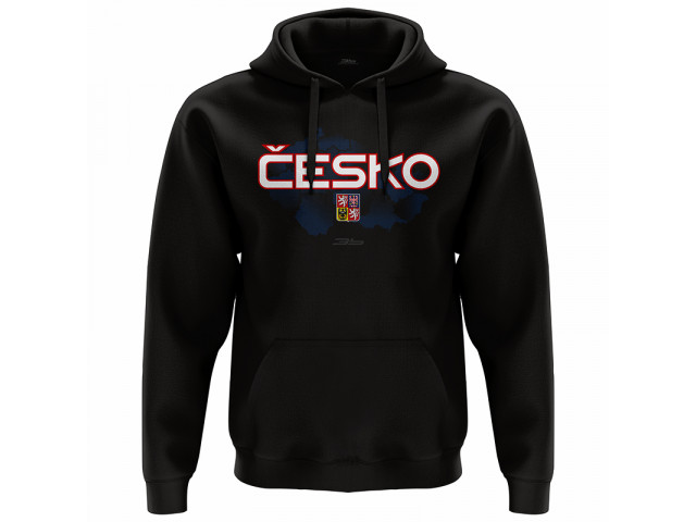 Bavlněná mikina s kapucí Česko 2305 - černá