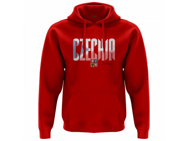 Bavlněná mikina s kapucí Česko 2306 - červená