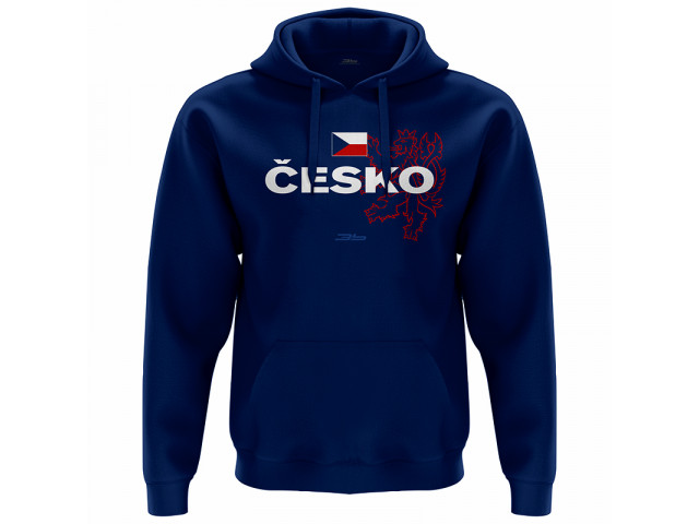 Bavlněná mikina s kapucí Česko 2310 - modrá-tmavě modrá