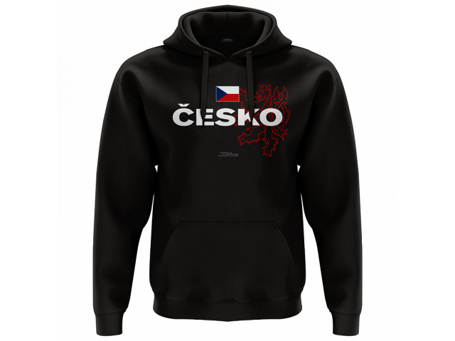 Bavlněná mikina s kapucí Česko 2310 - černá