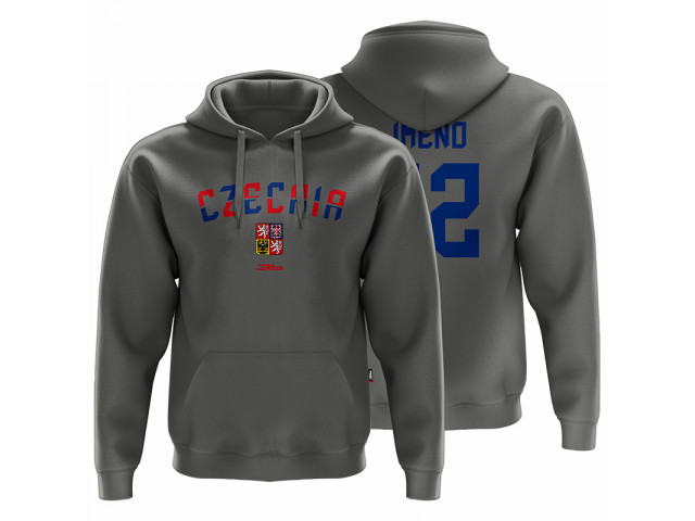 Bavlněná mikina s kapucí Česko 2201 - tmavě šedá