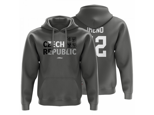 Bavlněná mikina s kapucí Česko 2203b - tmavě šedá