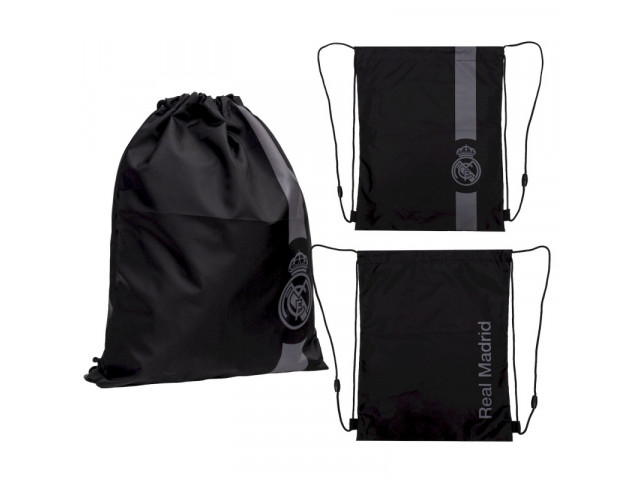 Vrecko na prezuvky Real Madrid Black AD1 – športové vrecko na chrbát, 507026019 Vrecko na prezuvky Real Madrid Black AD1 – športové vrecko na chrbát, 507026019