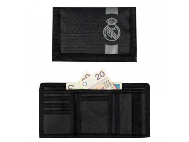 Peňaženka Real Madrid Black – textilná peňaženka na suchý zips, 504026004 Peňaženka Real Madrid Black – textilná peňaženka na suchý zips, 504026004